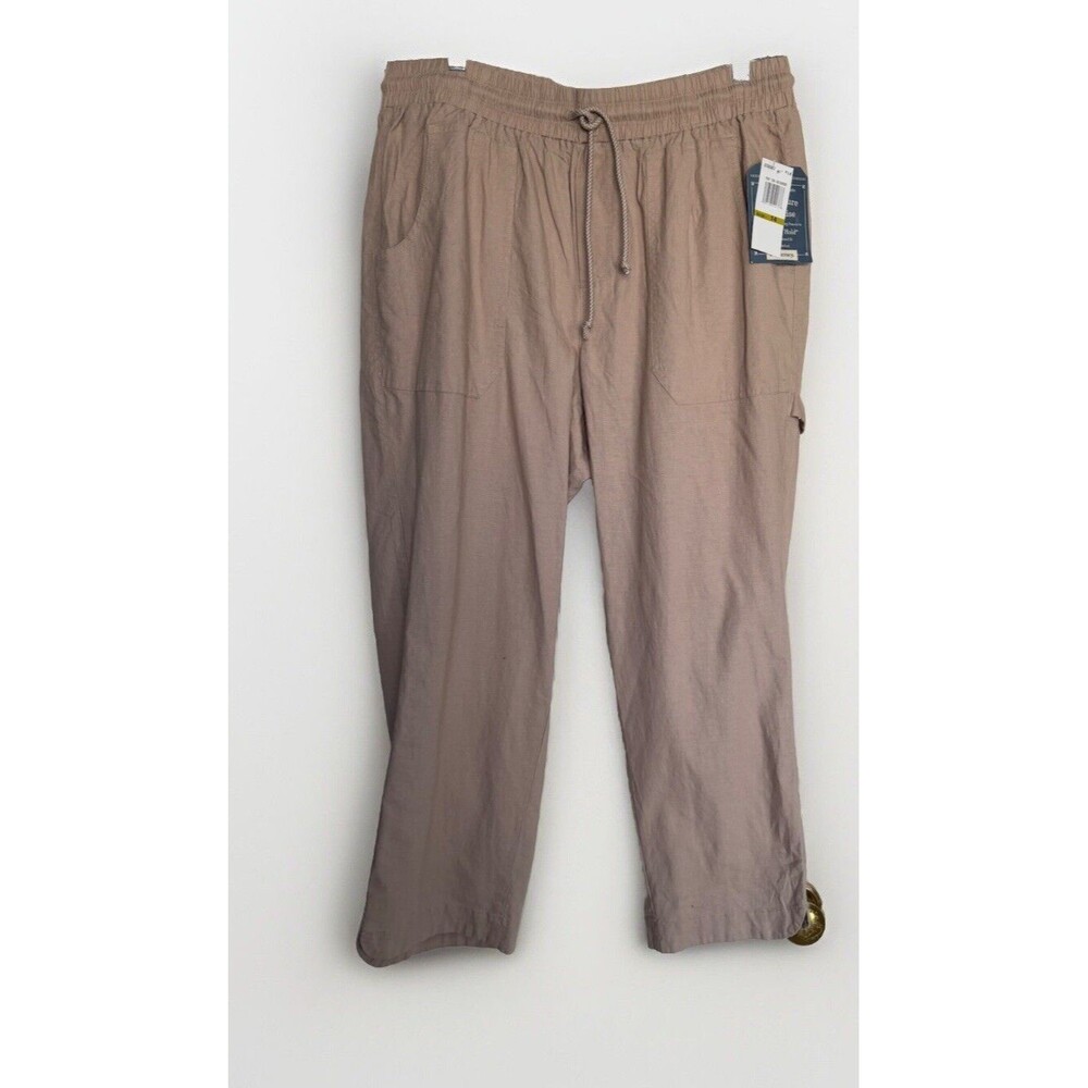 Democracy size 14 Ab-Leisure Hight Rise elastic waist pants cropped linen blend